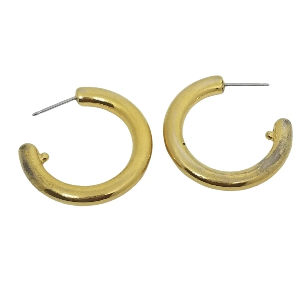 MONET VINTAGE  RARE 1950s GOLDPLATED SOLID HOOP STYLE EARRINGS